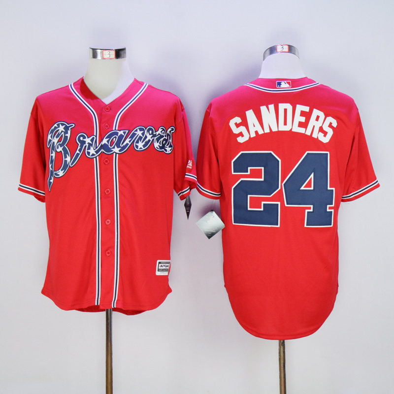 2017 MLB Atlanta Braves #24 Sanders Red Throwback Jerseys->atlanta braves->MLB Jersey